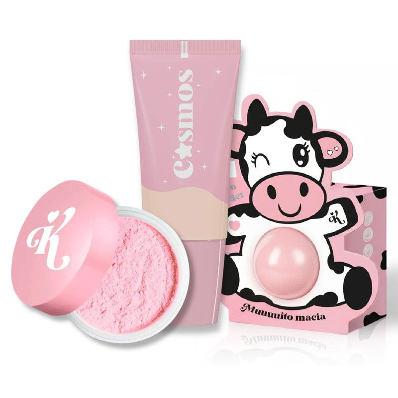 KIT BASE FACIAL + ESPONJA + PÓ ROSA PINK